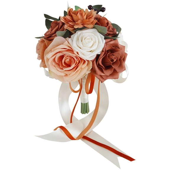 Bridal Bouquet Artificial Flowers for Wedding, Bride Bridesmaid Bouquet, Real Touch Fake Flowers for Wedding Ceremony Photo Props, Boho Wedding Decor