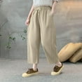 thumbnail image 2 of Annhoo Womens Loose Pants Wide Leg Solid Color Drawstring Trouser with Pocket Spring Summer Clothes, 2 of 4