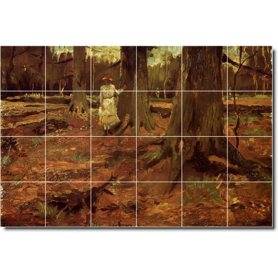 Ceramic Tile Mural-Vincent Van Gogh Landscapes Painting 585. 36" w x 24" h using (24) 6 x 6 ceramic tiles