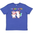 thumbnail image 3 of Inktastic I Believe in You Cute Rainbow Unicorns Youth T-Shirt, 3 of 5