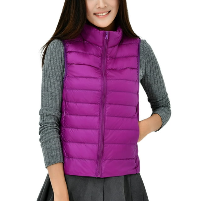 Innerwin Doudounes Manches Longues Gilet Matelassé Col Montant Chaud Violet TP