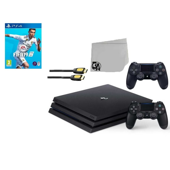 Pre-Owned Sony PlayStation 4 Pro 1TB Gaming Console Black 2Controller Included with FIFA-19 BOLT AXTION Bundle Used