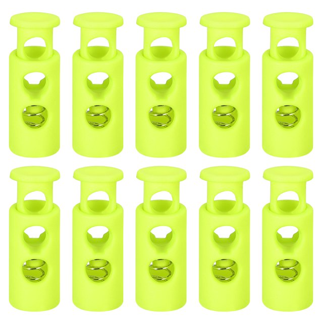 Unique Bargains 30Pack 4mm Cord Lock Plastic Double Hole Spring Toggle Stoppers, Bright Green