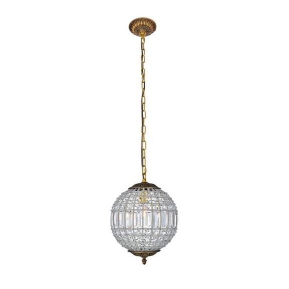 Elegant Lighting Olivia 12" Royal Crystal Pendant Lamp in Gold