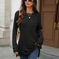 thumbnail image 6 of EDFBUYKRS Blouses for Women V Neck Long Sleeve Shirts Dressy Casual Ruffle Chiffon Tops L, 6 of 8