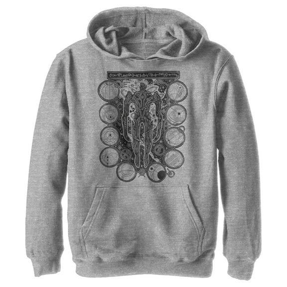 Boy's Marvel Eternals Kro Wood Stamp Circles Pull Over Hoodie Athletic Heather Small