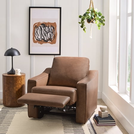 BETTER HOMES & GARDENS ALLEN PUSH-BUTTON POWER RECLINER CHAIR, COCOA FAUX LEATHER