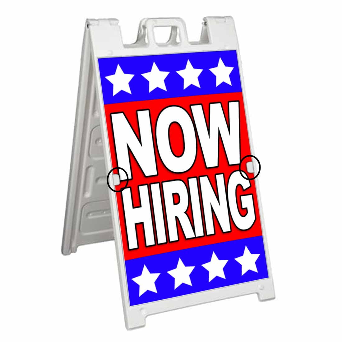 Now Hiring (24" X 36") Deluxe AFrame Signicade, Includes Decal Applied