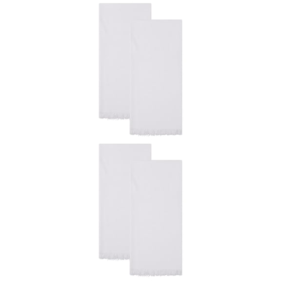 Unique Bargains Cotton Linen Quick Dry Kitchen Towels 4 Pack White 18" x 18"