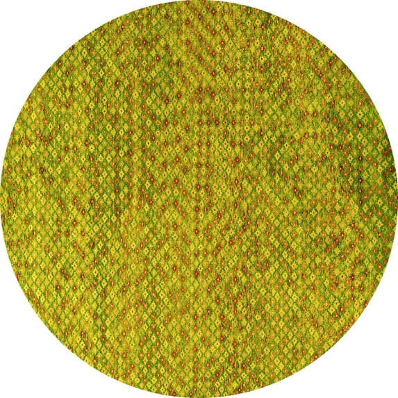 Ahgly Company Machine Washable Indoor Round Abstract Yellow Modern Area Rugs, 8' Round