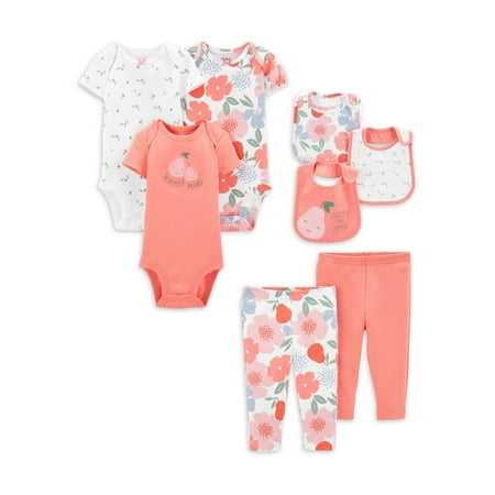 

Carter s Child of Mine Baby Girl Bodysuits Pants & Bibs Set 8-Piece Preemie-24M