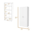 thumbnail image 3 of FM FURNITURE Albany Armoire de Garde-Manger à Double Porte en Bois Manufacturé 63"H Blanc, 3 of 7