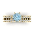 thumbnail image 2 of 1.66 ct Brilliant Round Cut Blue Zircon 14k Yellow Gold Solitaire with Accents Engagement Bridal Wedding Ring Band Set, 2 of 7