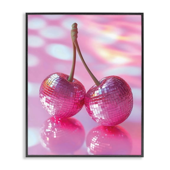 Stupell Industries Pastel Disco Ball Cherries Black Framed Giclee Art, design by Creative Studio, 20 x 16