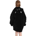 thumbnail image 2 of Wearable Blanket Hoodie for Kids 4-12YR Animal Oversized Hooded Blanket Super Soft Comfortable Warm Flannel Black Cat, 2 of 6