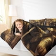 thumbnail image 5 of Manfei Gold Lion Comforter Sets Queen Size, Retro Western Knight Comforters & Duvets, Anime Cartoon Reversible Bedding Queen Comforter Set, Microfiber Bedroom Decor, 3pcs, 5 of 8