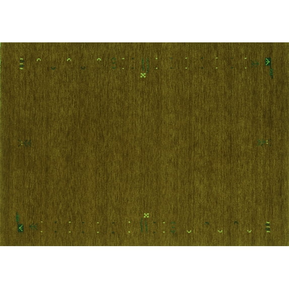Ahgly Company Indoor Rectangle Abstract Green Contemporary Area Rugs, 6' x 9'