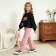 thumbnail image 3 of HCNTES Girls Clothes 24 Months 3T 4T 5T 6T 7T Kid Girl Fall Winter Autumn Clothes Long Sleeve Bow Pullover Solid Color Pants 2PCS Matching Sets, 3 of 5