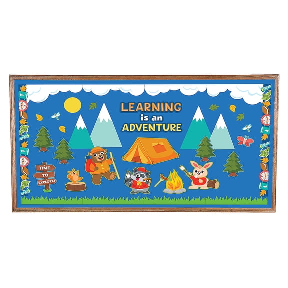 Camp Learning is an Adventure Classroom Bulletin Board Set - 55 pieces