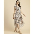 thumbnail image 3 of Moomaya Short Sleeve High-Low V Neck Printed Dress -Women's Stylish Summer Dress, 3 of 9