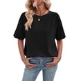 thumbnail image 2 of Womens Oversized T Shirts Loose Fit Crewneck Short Sleeve Tops Summer Casual Blouse Y2K 2025 Basic Tee Black XL, 2 of 9