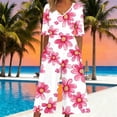 thumbnail image 2 of Edvintorg Women's Summer Hawaiian Casual Jumpsuits Short Sleeve V-Neck Back Zipper Wide Leg Jumpsuit with Pockets Beach Clothes, 2 of 5
