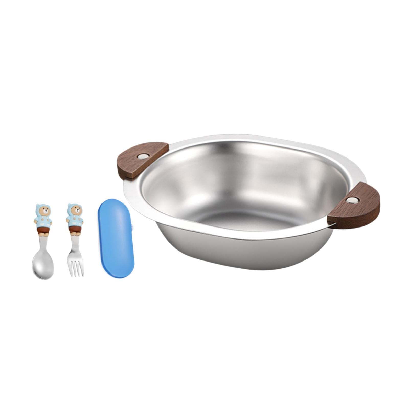 Fiocias Cute Bowls for Kids, Fork Easy to Clean Cereal Mixing Bowl Babies Boys Girls with Blue fork