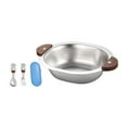 thumbnail image 3 of Tazón para niños, tenedor de ensalada, cuchara de dos asas, tazón aislado para bebés, niños y niñas con tenedor azul, 3 of 9