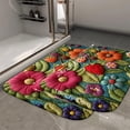 thumbnail image 2 of 1pc Embroidered Floral Pattern Absorbent Non-Slip Bathroom Thickened Flannel Rug Decor,Soft,Quick Drying,Suitable For Indoor/outdoor Use,Bathrooms,Bedrooms,Kitchens,Terrace,Laundry Rooms,16"x24", 2 of 9