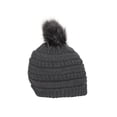 thumbnail image 2 of Gravity Threads Knit Pom Pom Beanie Hat - Dark Melange Grey, 2 of 3