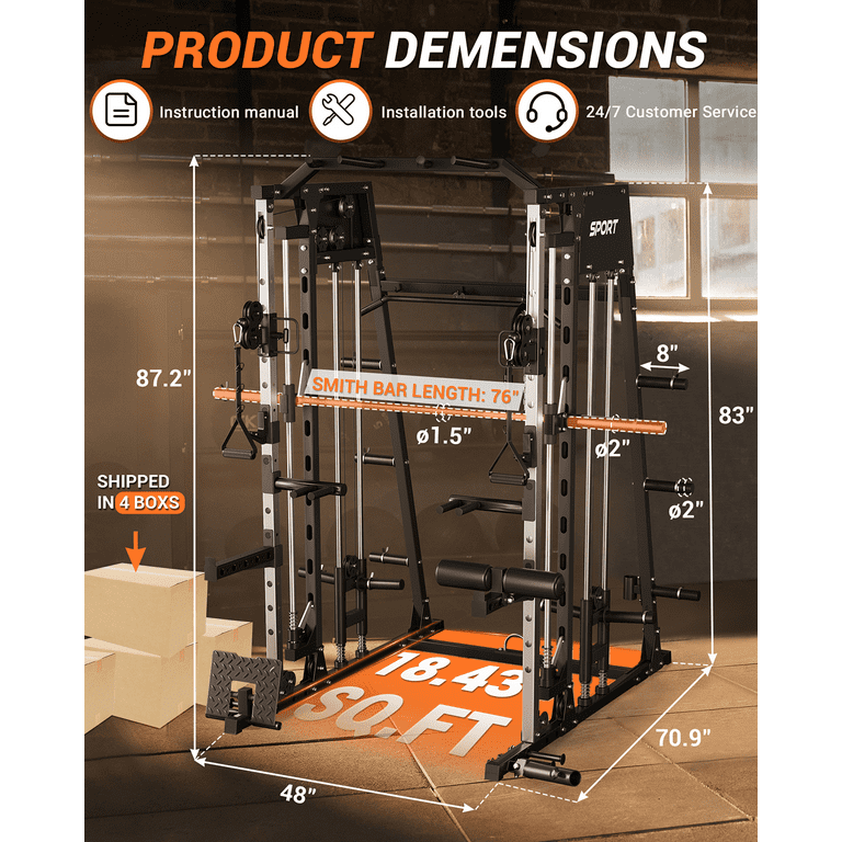 GARVEE Smith Machine Home Gym, 2200LBS Squat Rack Power Cage
