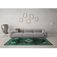 thumbnail image 3 of Ahgly Company Machine Washable Indoor Round Persian Turquoise Blue Traditional Area Rugs, 7' Round, 3 of 4