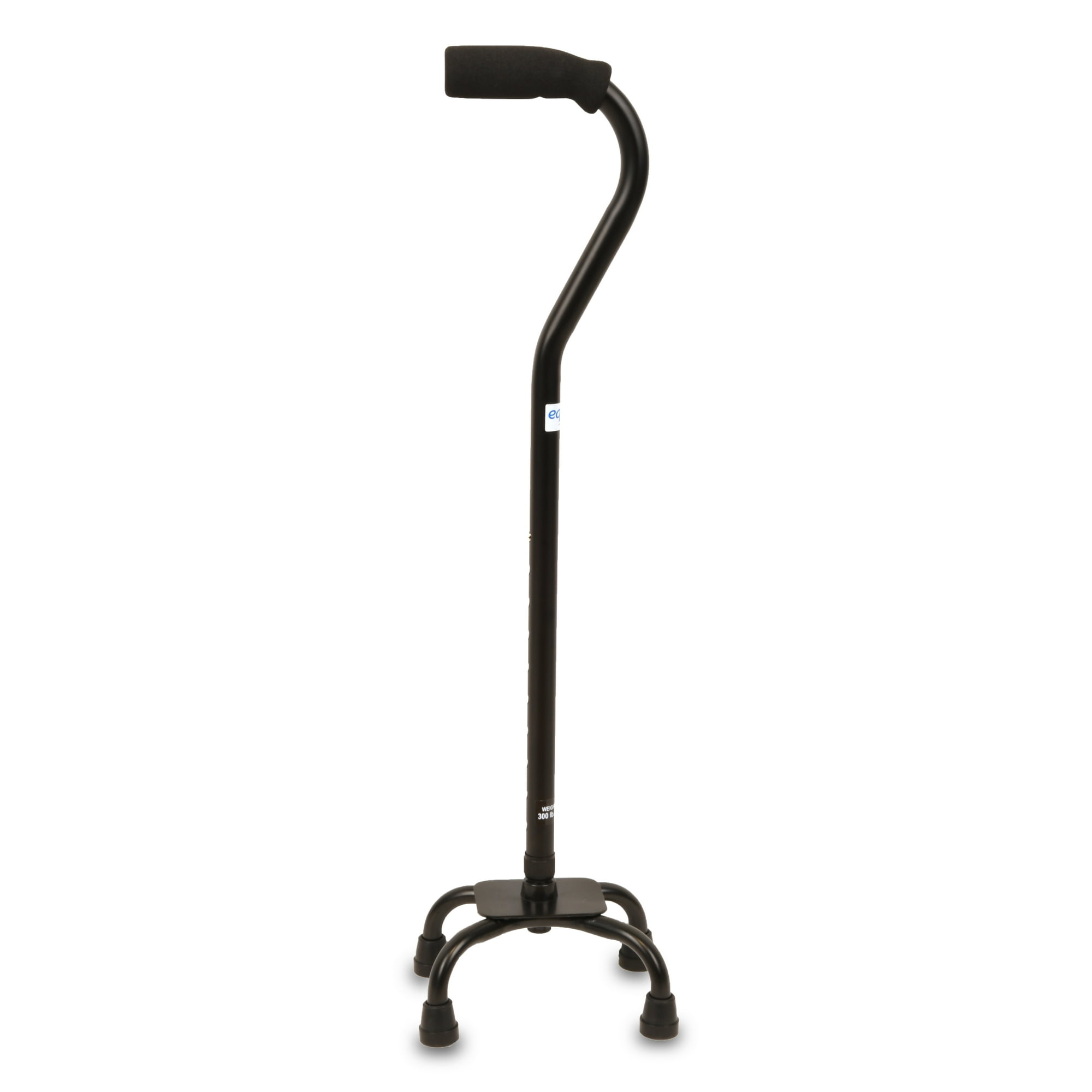 Equate Quad Walking Cane with Small Base – Height Adjustable, 300 lb Capacity