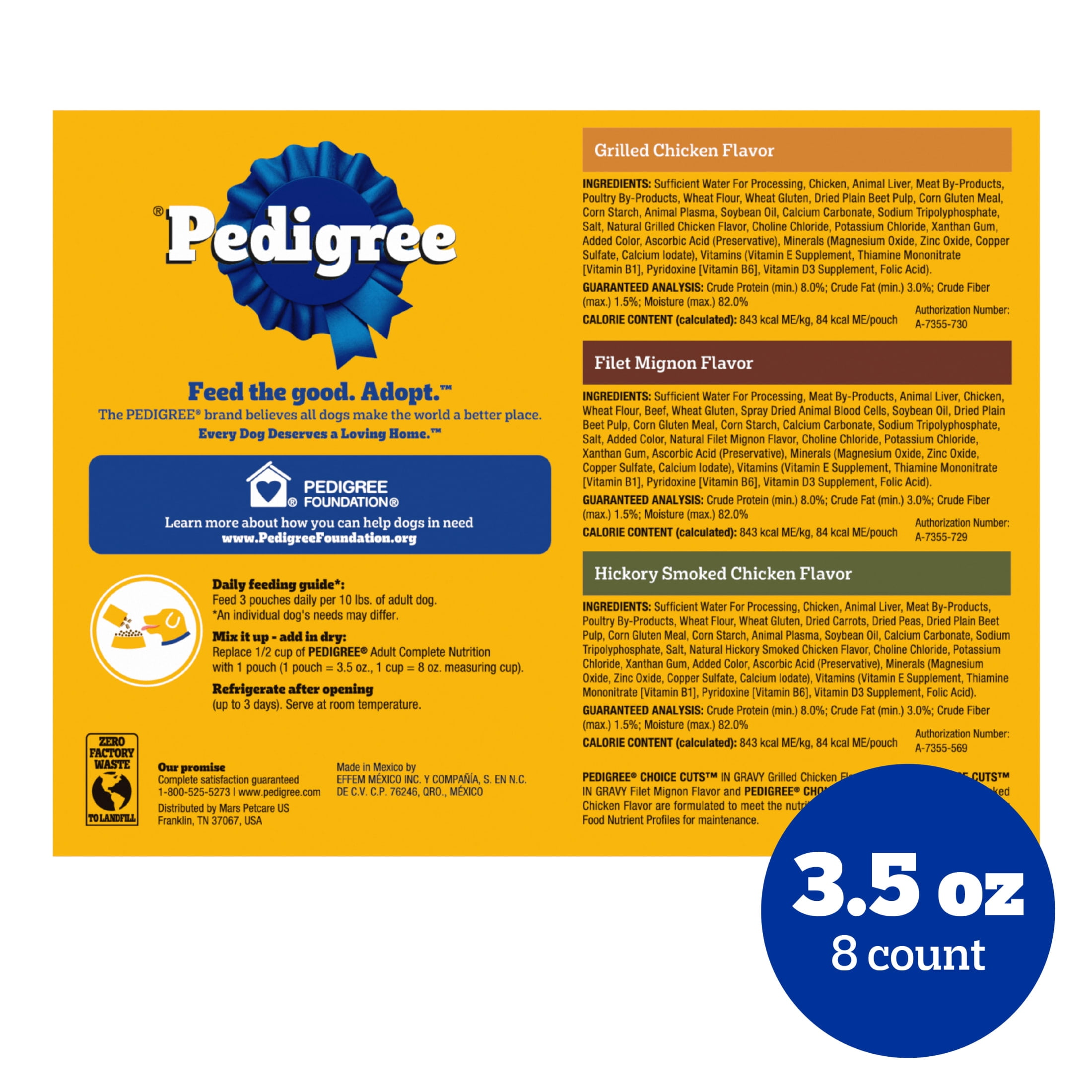 Pedigree Choice Cuts in Gravy Wet Dog Food Variety Pack, 3.5 oz. Pouches, 18 Count