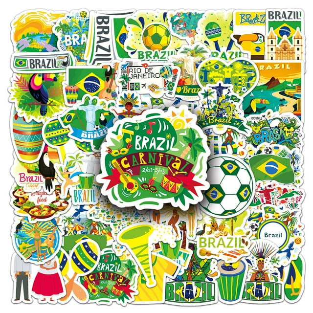 Pegatinas de viaje a Brasil, vinilo impermeable, 50 unidades