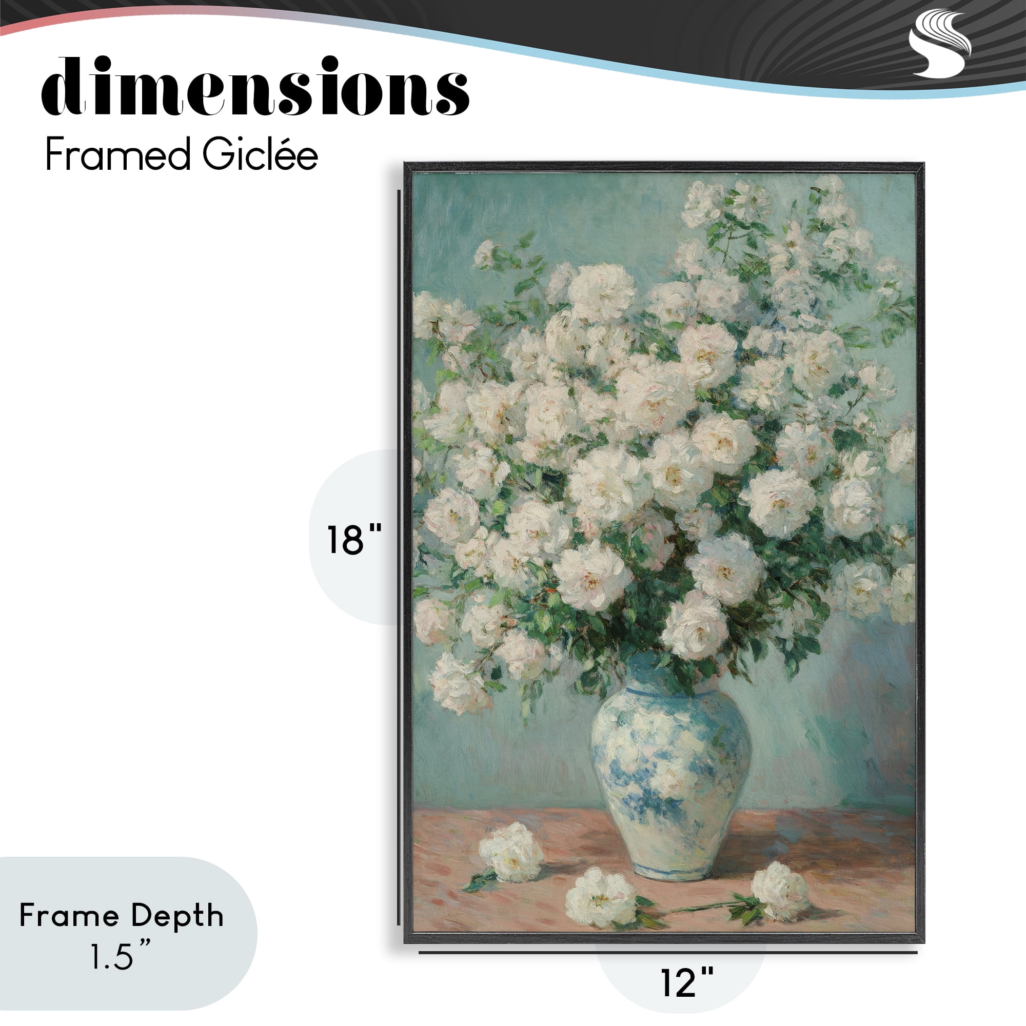 Stupell Industries Lush Bouquet of White Roses Black Framed Giclee Art, design by Petal Prints Design