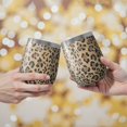 thumbnail image 2 of 12oz Stemless Wine Tumblers Brown and Black Leopard Print Vacuum Insulated Stainless Steel Travel Tumbler Cups Mug with Lid and Straw for Champaign,Cocktail,Beer with Cleaning Brush, 2 of 5