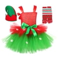 thumbnail image 1 of Conjunto de elfo navideño verde con diseño de moda navideña, juego de rol para fiestas, falda de ballet para niñas, falda abullonada, 1 of 6