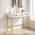 thumbnail image 1 of Costway Console Table with LED Lighting & Charging Station,Entryway Table with 3 Drawers White+ Golden, 1 of 10