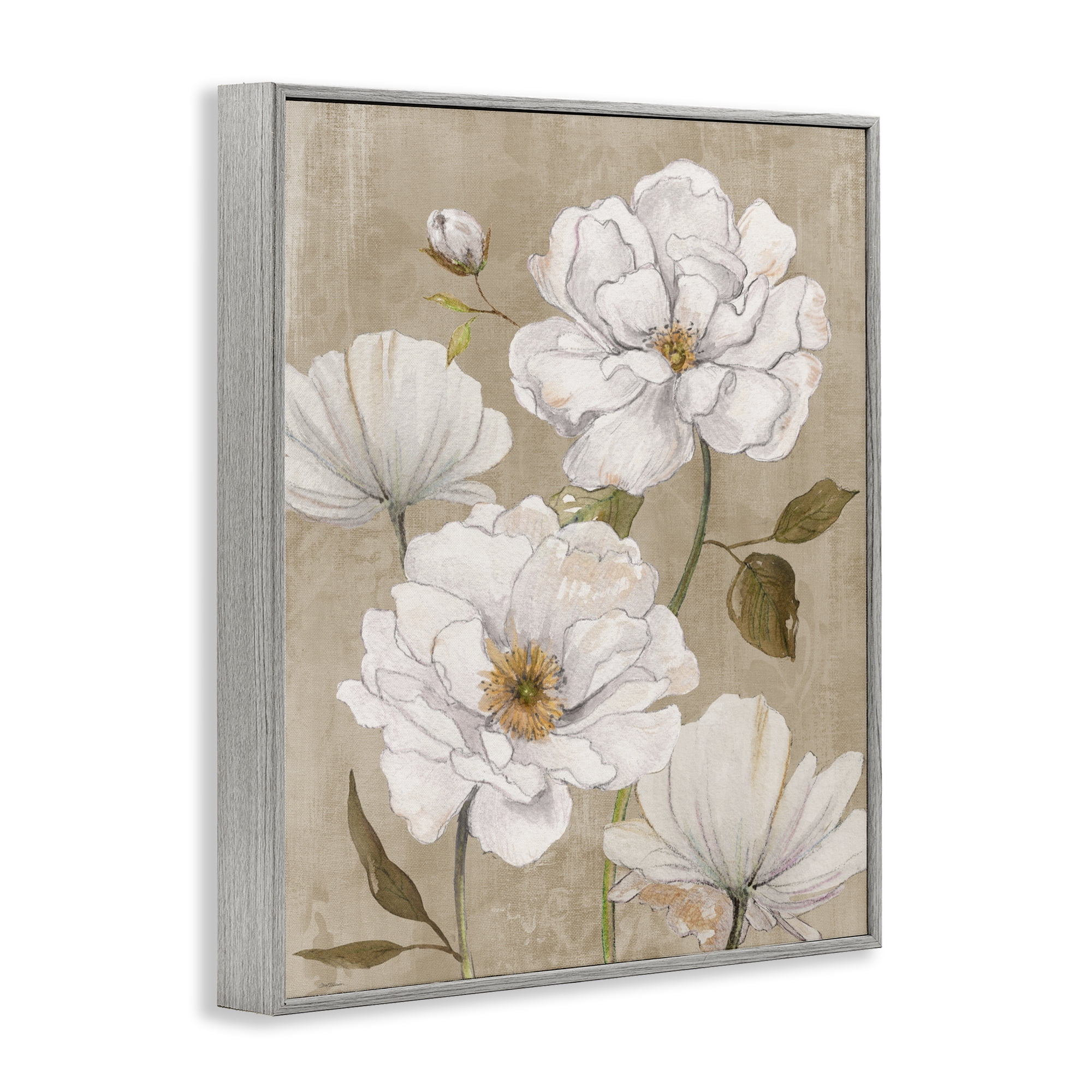 Stupell Industries Rustic Magnolia Blooms Gray Framed Giclee Art, design by Carol Robinson