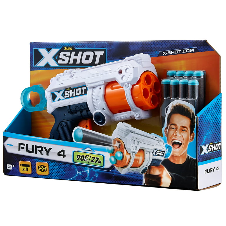 X-Shot Excel Fury 4 Foam Dart Blaster Gun (8 Darts) by ZURU 