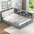 thumbnail image 2 of Full Size Wood Captain Bed with Storage Headboard, Daybed with Shelves and 2 Under-Bed Drawers, Gray, 2 of 7