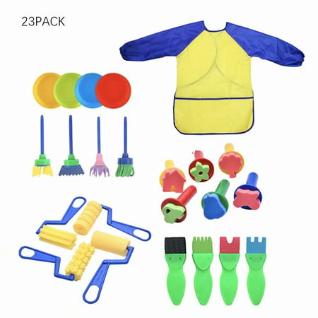 Akoyovwerve 23Pcs Kids Art Set Flower Painting Sponge Brushes for Kids Drawing Brushes Tools Set Early Learning Painting Drawing Tools and Craft DIY Art Design