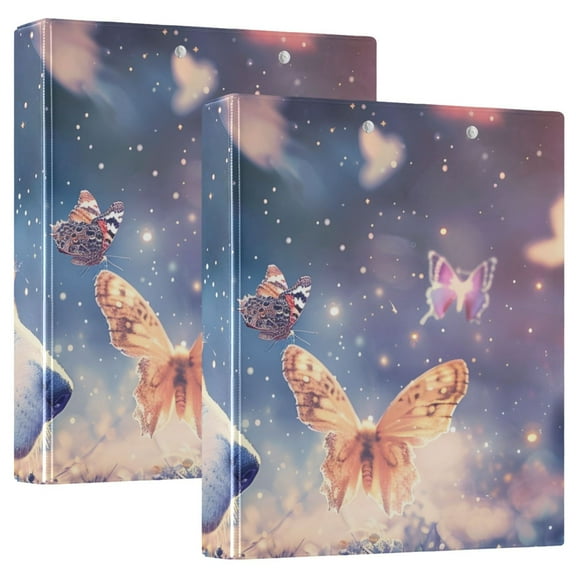 Corgi and Butterflies Dog 3 Ring Binders 1.5 inch Hardcover File Folders with Interior Pockets A4 Size Organizer for School Office Hospital Set of 2