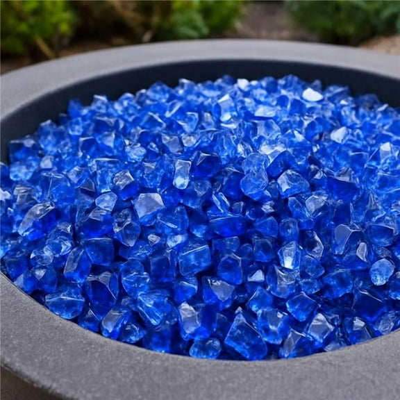 HomeRoots 479080 Cobalt Round Reflective Fire Pit Glass