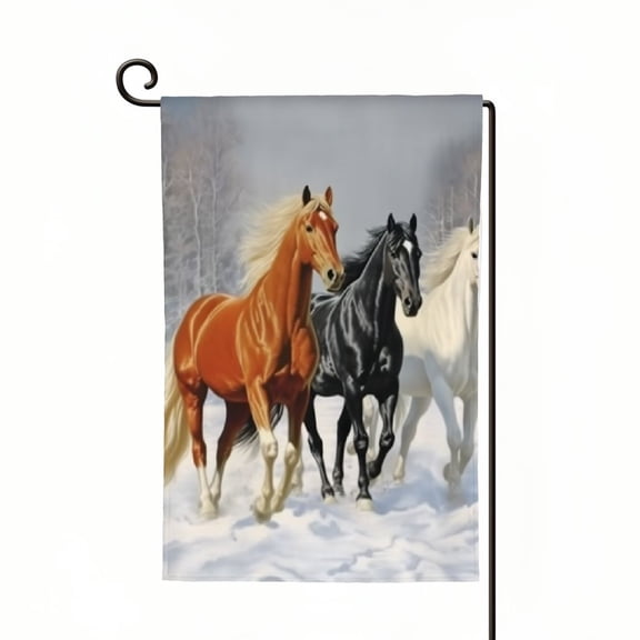 PHYHOO Garden Flags, Horses Of Welcome Garden Flag Double Sided, House Yard Outdoor Decor, Seasonal Arrangement Home Outside lawn Farmhouse Decoration White