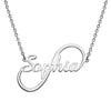 Personalized Planet Women's Sterling Silver or Gold over Silver Script Name Infinity Necklace, 18"