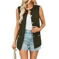 thumbnail image 2 of Women's Sleeveless Cardigan Button Front Summer Knit Vest Green M, 2 of 9