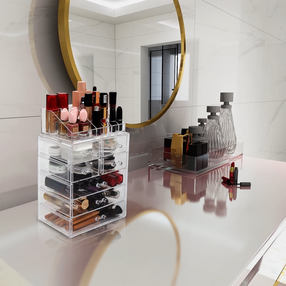 Private Jungle Makeup Organizer Acrylic Cosmetic Storage Drawers and Jewelry Display Box,7 Large Drawers,Transparent Private Jungle Makeup Organizer Acrylic Cosmetic Storage Drawers and Jewelry Display Box,7 Large Drawers,Transparent
