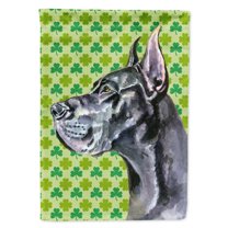 Black Great Dane St. Patricks Day Shamrock House Flag